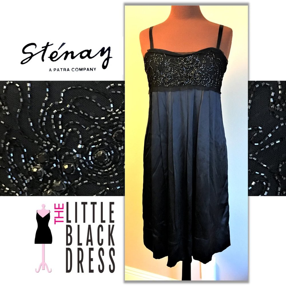 STÉNAY Silk and Lace Beaded Dress  Size 8